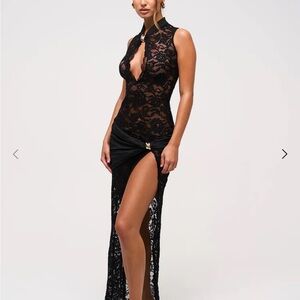 Elegant Black Lace Maxi Dress (worn once!)